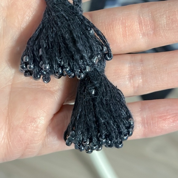 J. Jill Linen Blend Stripes Cardigan Sweater Topper Size XL Petite Navy & Blue - Picture 4 of 8